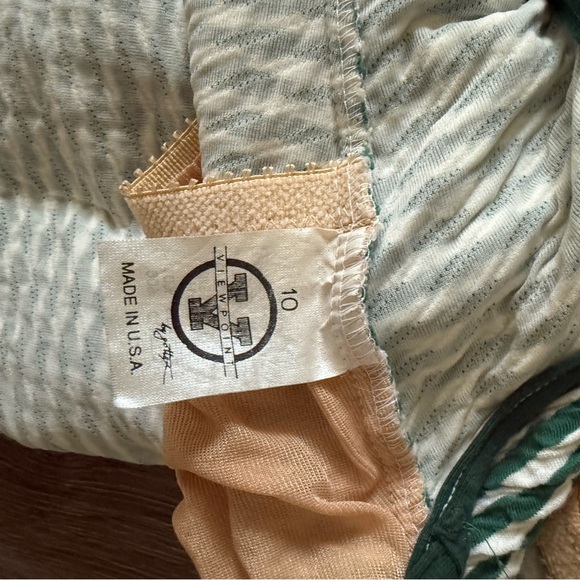 Vintage Green and White Striped One Piece bathing suit - Picture 5 of 6